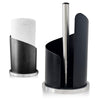 OLIXAN,Stainless Steel Paper Towel Holder Countertop, Modern Spiral Cover Design,Keep Paper Towel Clean,Weighted Base for Stability, Freestanding Easy One-Handed Operation for Kitchen Bathroom (Black)